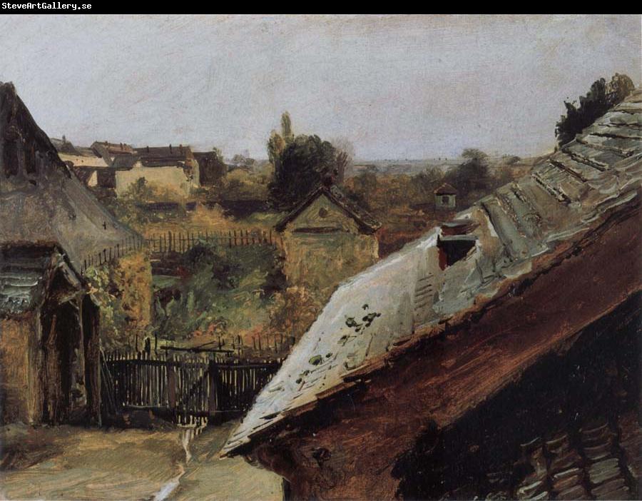 Carl Blechen View of Roofs and Gardens